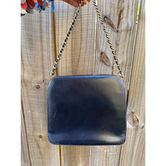 Vintage French-Made Midnight Leather Box Bag - Picture 7 of 7